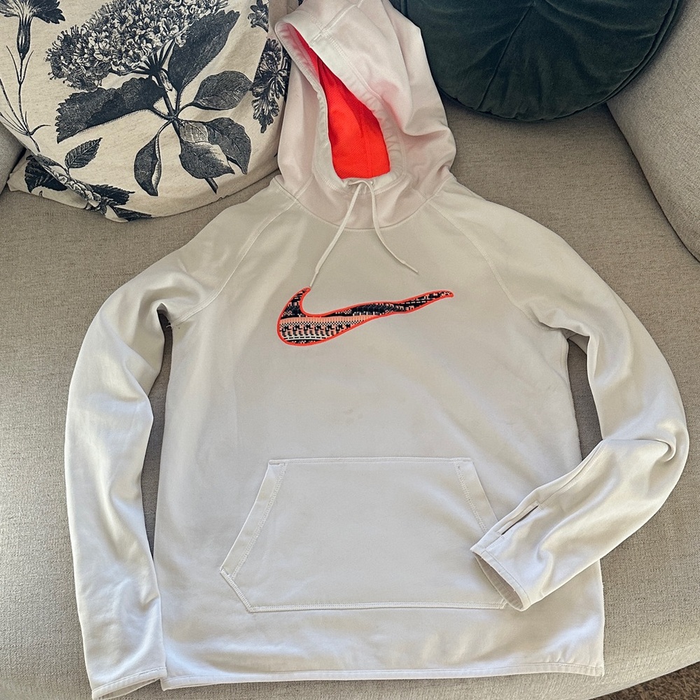 Nike Light Gray Hoodie with Red Swoosh